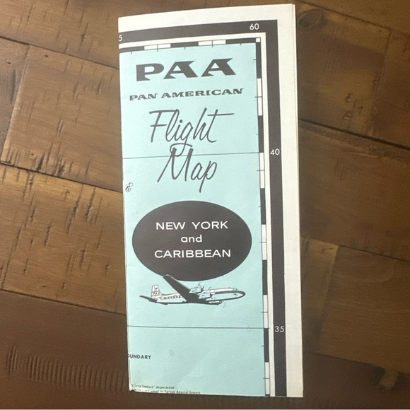 Vintage PAA Pan American Am Flight Map New York and Caribbean 1950’s - Picture 10 of 10